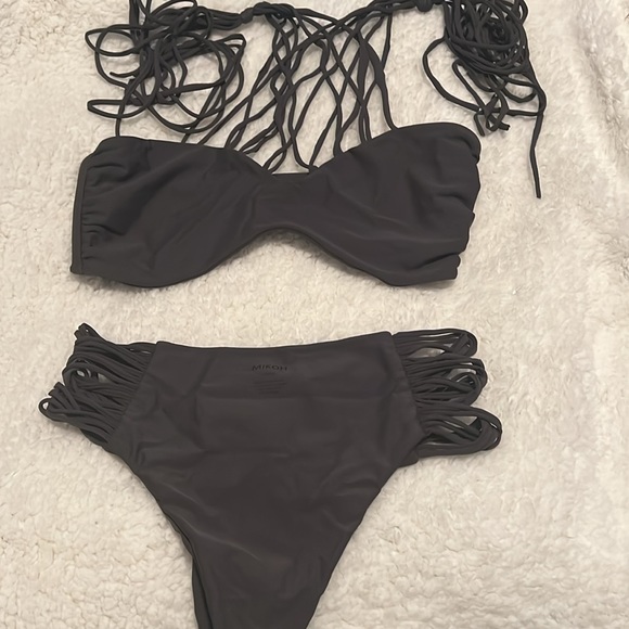 Mikoh Strappy String Kahala Bikini Swimsuit Set Bark NWOT - Picture 11 of 11